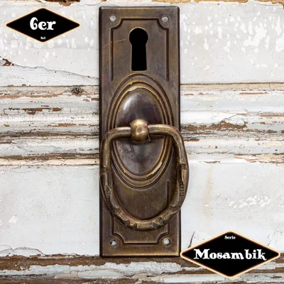 Produktbild von Schubladengriff,Serie "Mosambik",6er Pack  | Eisen in Messing pat. | H9,1xB3,4cm