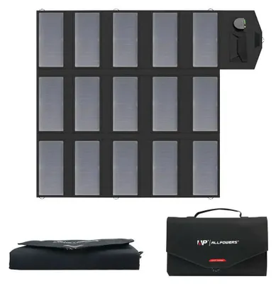 Imagen del producto de Panel solar plegable de 100W - Cargador solar portátil con salida USB y DC para uso en exteriores