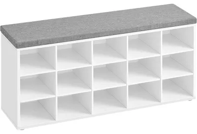 Image de Banc à chaussures moderne avec 15 compartiments et assise rembourrée