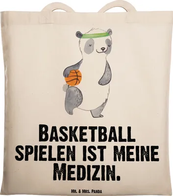 Produktbild von Mr. & Mrs. Panda dokumententasche Panda Basketball - Transparent - Geschenk, Basketballplatz, Verein, Tote Bag, Laptoptasche, Stoffbeutel, Verband, festival tasche