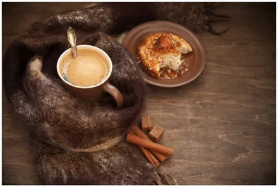 Produktbild von Wallario Premium Glasbild, freischwebende Optik, kräftige Farben, Größe 90 x 60 cm Motiv Kuchen und Kaffeegenuss