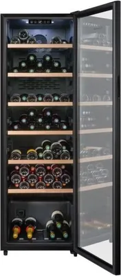 Image de Cave à vin de vieillissement LA SOMMELIERE CTVNE147, 147 bouteilles, Porte vitrée, , Noir, 54,5 x 60,4 x 167,4 cm