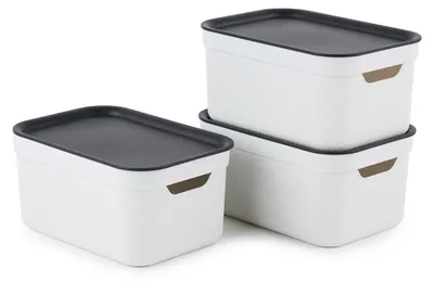 Produktbild von Rotho Jive Aufbewahrungsbox mit Deckel 3er-Set 5 L stapelbar Anthrazit
