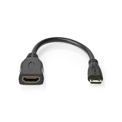 Zdjęcie produktu dla Nedis Kabel HDMI High Speed z Ethernetem - HDMI Mini Męski - Wyjście HDMI - 4K@30Hz - 10.2 Gbps - 0.20 m - Okrągły - PVC - Czarny - Koperta