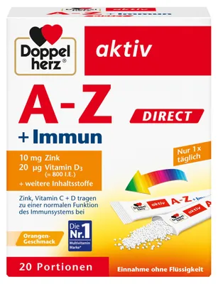 Produktbild von Doppelherz A–Z + Immun DIRECT, 20 Sachets, mit Zink und Vitaminen für das Immunsystem