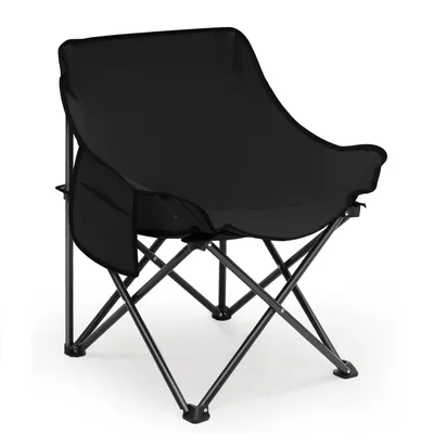 Produktbild von SUNULA Campingstuhl Faltbar 100 kg, Camping Klappstuhl Wandern, Faltstuhl mit Seitentasche, Schwarz