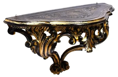 Produktbild von Wandkonsole im venezianischen Barock-Stil, künstlich, Vintage, Shabby Chic, 38,5 x 20 x 15,5 cm (Gold/Schwarz)