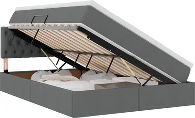 Obrázok produktu pre vidaXL LED posteľ s úložným priestorom a matracom, tmavošedá, 140 x 190 cm, látka