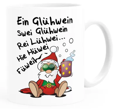 Produktbild von Kaffee-Tasse Glühwein Spruch lustig Weihnachten Weihnachtsmarkt Nikolaus Weihnachtsmann Moonworks® weiß standard
