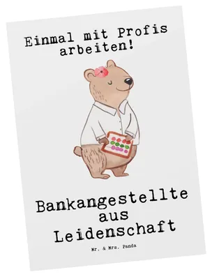 Produktbild von Mr. & Mrs. Panda Postkarte Bankangestellte Leidenschaft - Weiß - Geschenk, Grußkarte, Spruch, Lustig, Ansichtskarte, Beruf, Postkarten, Witzig, bildkarte, Fotokarte