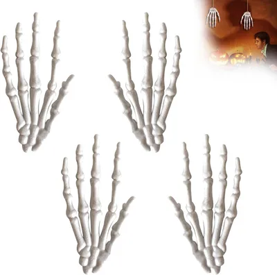 Produktbild von Halloween Skelet Hände, 2 Paar, realistisch, für gruselige Dekoration