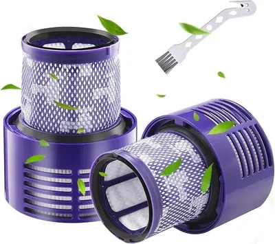 Produktbild von 4x Filter für Dyson V10 SV12 – Waschbarer Ersatzfilter mit Bürste für Cyclone V10 Serie, V10 Absolute/Animal/Motorhead/Total Clean (Ersetzt #DY-969082-01)