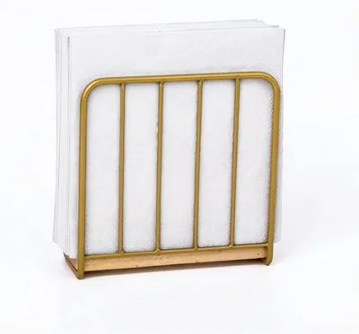 Serviettenhalter gold Metall-Holz, 15,5x6,2x15,2 cm