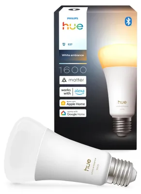 Produktbild von Philips Hue White ambience A67 – Smarte Lampe E27 – 1600, Intelligentes Leuchtmittel, Bluetooth/Zigbee, Weiß, LED, E27, A21