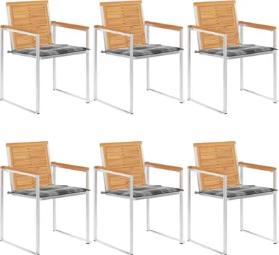 Produktbild von Gartenstühle 6 Stk. mit Kissen Massivholz Teak