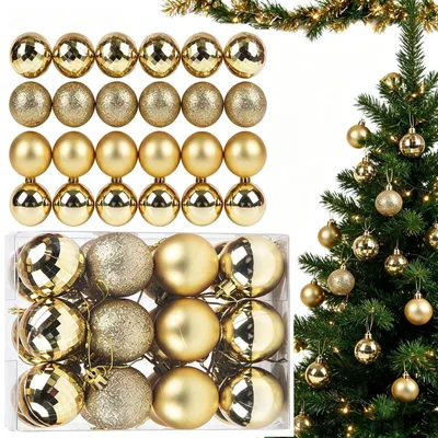 Weihnachtskugeln 24er Set Gold 4 cm unzerbrechlich