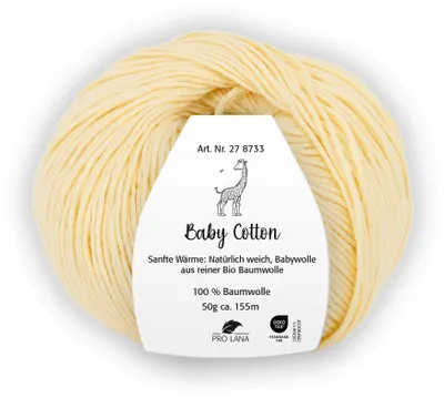 Produktbild von Pro Lana BABY Baumwolle 50 g 100 % Baumwolle Babywolle speichelecht 155 m Farbe 021 - hell gelb