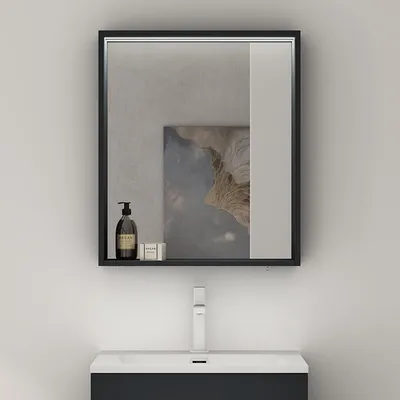Immagine prodotto di doporro Armadietto a Specchio con Luce 60x12x70cm, Specchio da Parete con Luce LED e Ripiano in Legno Antracite opaco Spiegelschrank-01