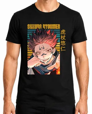 Productafbeelding van Sukuna Ryoumen Jujutsu Kaisen, duister demonenmotief, heren T-shirt, zwart, maat 3XL