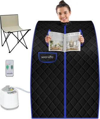Obrázok produktu pre Prenosná sauna – domáca sauna – parná sauna v podobe stanu s 2-litrovou parnou nádobou – skladacia stolička – parný generátor – kompaktná, osobná detoxikačná sauna – diaľkové ovládanie