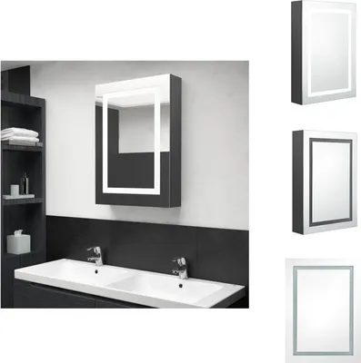 Zdjęcie produktu dla vidaXL Szafka z lustrem LED do łazienki szara 50x13x70 cm - Szafki łazienkowe