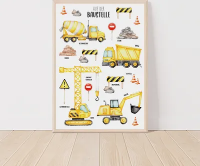 Produktbild von MeinBaby123® Kinderzimmerposter | Bagger A2