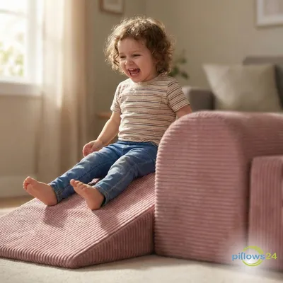 Produktbild von Pillows24 – Schaumstoff Bausteine Kinder aus Cord | 4-teiliges Softbausteine Set zum Spielen & Klettern Baby | für Motorik & Bewegung