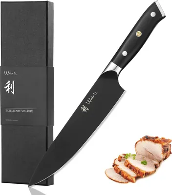 Produktbild von Wakoli Titanium Noir Chefmesser mit 20cm Klinge, G10 Griff, Premium Edelstahl Küchenmesser und Profi Messer in Geschenkverpackung