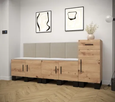 Obrázek produktu pro Předsíňová sestava RUMIE 17 - dub artisan, béžové panely