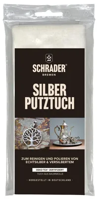 Produktbild von SCHRADER Silber Putztuch - zum Polieren und zur Entfernung von Anlaufstellen - Schmuckreinigungstuch mit natürlichen Polierstoffen - 1 Tuch - S1600101