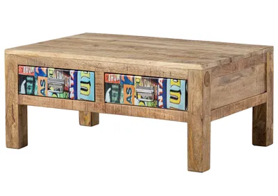 Image de MASSIVMOEBEL24 | Table basse 90x60 Manguier laqué Multicolore LOUNGE COLLECTION #11