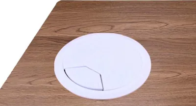 Immagine prodotto di 1 x passacavo da scrivania 60 mm - colore [bianco] - uscita cavo con guarnizione antipolvere per varie scrivanie e piani di lavoro per ufficio | scatola rotonda per cavi in plastica ABS | uscita cavo