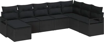 Productafbeelding van Bankstel met kussen 8 pcs Zwart poly rattan