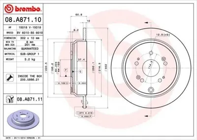 Immagine prodotto di 2x BREMBO 08.A871.11 Disco freno