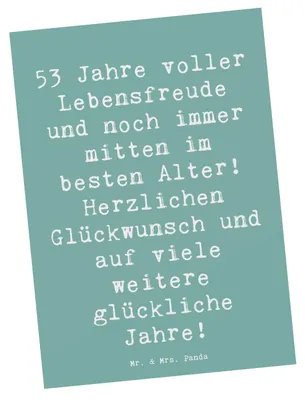Produktbild von Mr. & Mrs. Panda Postkarte Spruch 53. Geburtstag Freude - Meeresbrise - Geschenk, besonderer, Herzlichen Glückwunsch, Geburtstagsgeschenk, Geschenke zum, Grußkarte