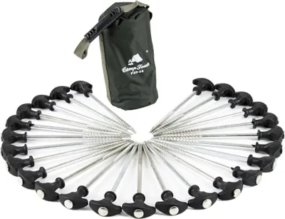 Obrázek produktu pro CampFeuer T-kolíky, kolíky, zemní kolíky pro kempinkový stan, bivak, rybářský stan a pavilon, výběr v množství a délce (25 kusů à 20 cm)
