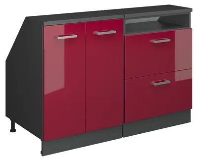 Produktbild von Küchenschrank für Dachschrägen Vicco R-Line Rot Hochglanz 120 cm 2er Set Schrankkorpuss 60 cm Tiefe, Model 60171