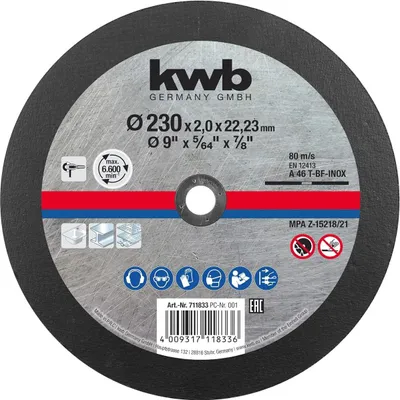 Obrázek produktu pro kwb 711833 Řezný kotouč rovný 230 mm 1 ks