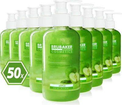 Produktbild von BRUBAKER Cosmetics mydło w płynie do mycia rąk w praktycznym dozowniku - delikatnie oczyszcza i nawilża, jabłko, opakowanie 50 sztuk (50 x 240 ml)