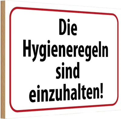 Produktbild von vianmo Holzschild 12x18 cm Hygieneregeln sind einzuhalten Warnschild Hinweisschild