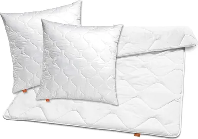 Immagine prodotto di 2 cuscini 80 x 80 cm e piumone 200 x 200 cm, piumone invernale, adatto a chi soffre di allergie, 100% microfibra, sleepling