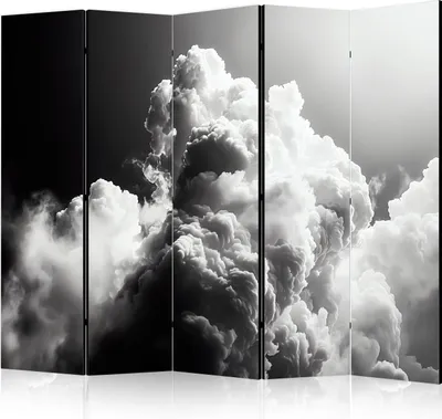 Zdjęcie produktu dla Parawan dwustronny Pejzaże 225x172 cm 5-częściowy szary