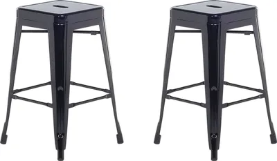 Produktbild von BELIANI Trendy Barhocker 2er Set Schwarz Metall 60 cm Industriell