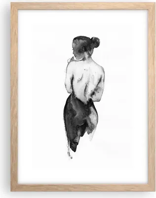 Produktbild von Gerahmtes Poster - Rahmen in heller Eiche - Aquarell Frau Nacktheit - 30x40 cm - Wand Bild - Wanddeko - Wandbilder - Kunstposter - Wandposter - Bilderrahmen - Bilder - Kunstdruck - P2NPA30x40-4721
