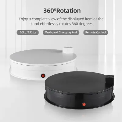 Obrázek produktu pro TARSHYRY Motorizovaný otočný prezentační stojan, otočný o 360 stupňů s nosností 60 kg/132 lbs, LED světlem a dálkovým ovládáním pro fotografické produkty a výstavy