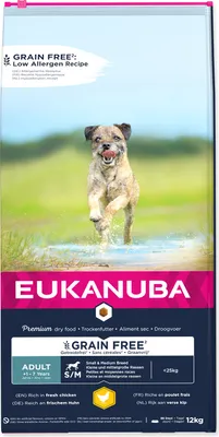 Produktbild von Eukanuba Getreidefrei für ausgewachsene Hunde kleiner und mittlerer Rassen mit Huhn