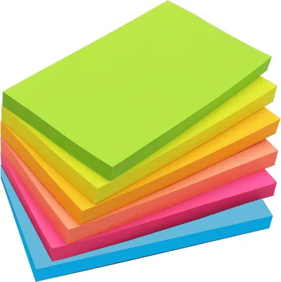 Imagen del producto de Notas adhesivas grandes, de 76 x 127 mm, en 6 colores, con 80 hojas por bloc, ideales para oficina y escuela