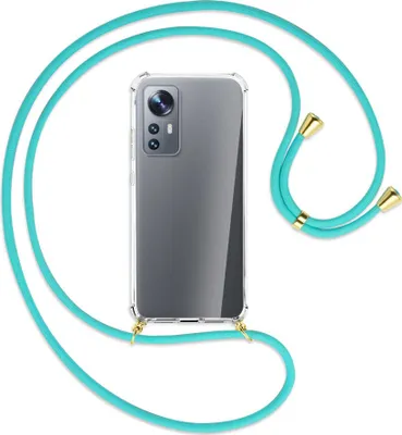 Produktbild von Handykette Backcover-Schutzhülle mit Band (Metall goldfarben) für Xiaomi 12 - türkis