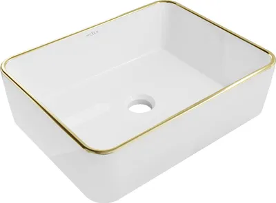 Produktbild von Mexen Catia Aufsatzwaschbecken 48 x 37 cm, weiß/goldener Rand - 21314805