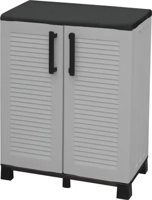 Produktbild von Dbirindell-Außengarderobe, Mehrzweck-Balkongarderobe, 2-türiger Außenschrank, 100 %  Italy, 68 x 37 x 90 cm, Hellgrau und Schwarz, gestreifte Oberfläche